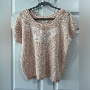 NWT Beldoch Popper Vintage Short Sleeve Sweater Sz M Knitted Grannycore Cottage